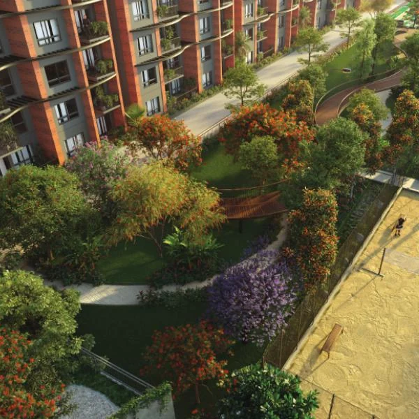 Gardens and sports courts at CKPC Winds of Change, developer render
